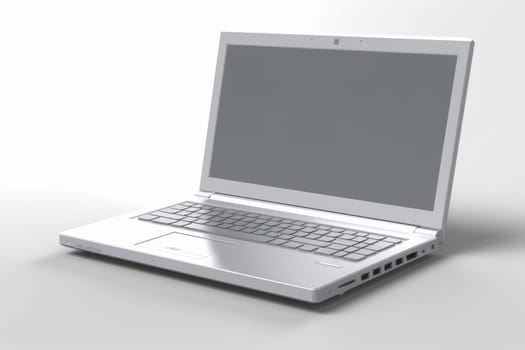 Silver laptop. Portable business device. Generate Ai