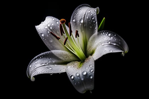Lily flower water drops. Fresh natural botany. Generate Ai