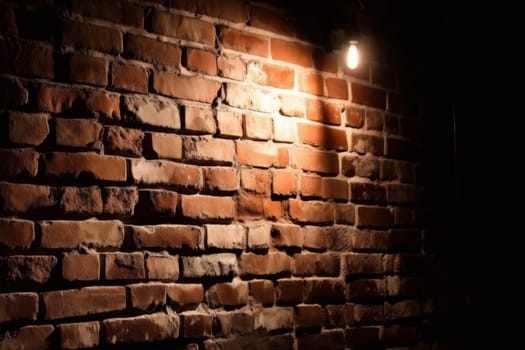Old brick wall in light. Rustic surface. Generate Ai
