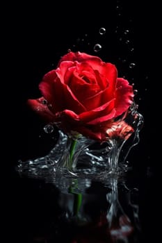 Red rose flower. Liquid paint. Generate Ai