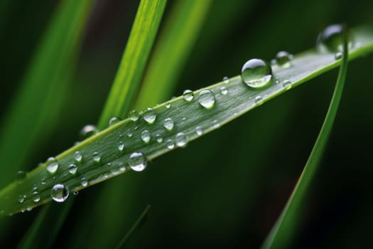 Morning waterdrop on green grass. Summer plant. Generate Ai