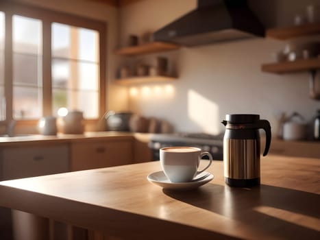 Warmth in a Mug. Afternoon Glow Surrounds a Coffee Haven.