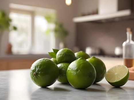 Culinary Elegance: Kaffir Lime Centerstage in a Sunlit Kitchen Ambiance.