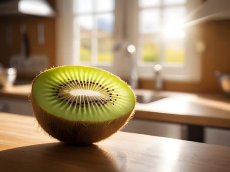 Welcoming Glow: Kiwi Centerstage in a Sunlit Kitchen Ambiance.