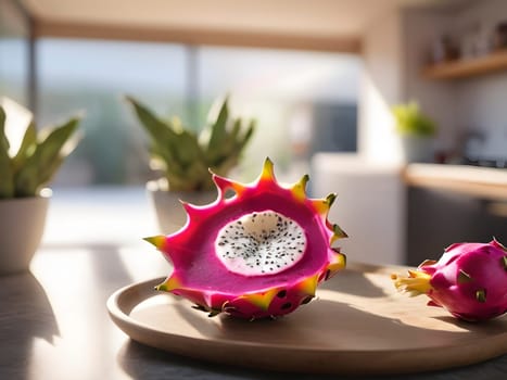 Pitaya Delight: Illuminating a Cozy Kitchen Atmosphere in Afternoon Glow.