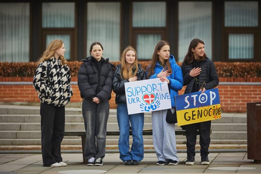 Ikast, Denmark, February 25, 2024: Action in support of Ukraine.