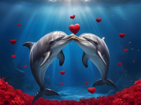 Dolphin Sweethearts: A Heartwarming Underwater Valentine Celebration.