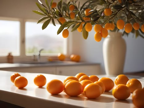 Afternoon Ambiance: Kumquat Star in a Sunlit, Defocused Kitchen Scene.