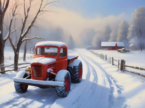 Chilled Drive: A Snowy Scene Featuring a Prominent Vehicle.