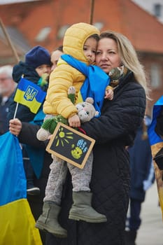 Ikast, Denmark, February 25, 2024: Action in support of Ukraine.