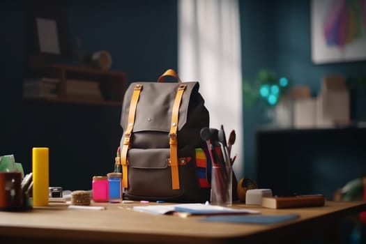 Backpack back to school. Student study. Generate Ai