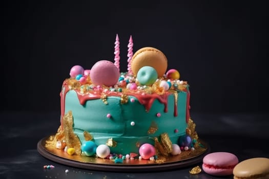 Birthday cake party. Happy dessert. Generate Ai