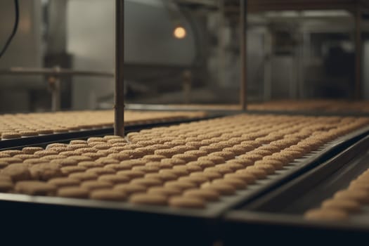 Cookie factory. Bakery industry production. Generate Ai