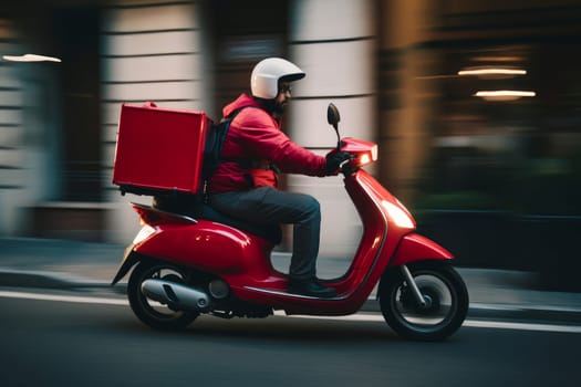 Delivery boy scooter. Pizza boy. Fictional person. Generate Ai