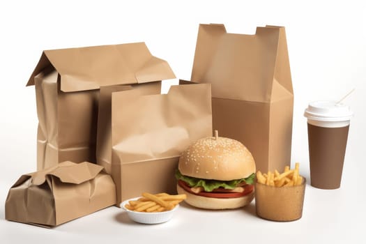 Fast food boxes. Recycle pack. Generate Ai
