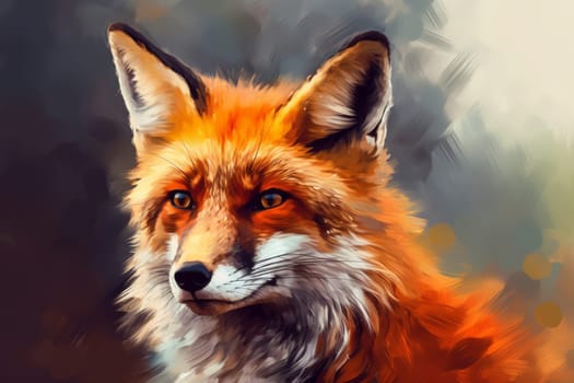 Fox closeup digital art. Head portrait. Generate Ai