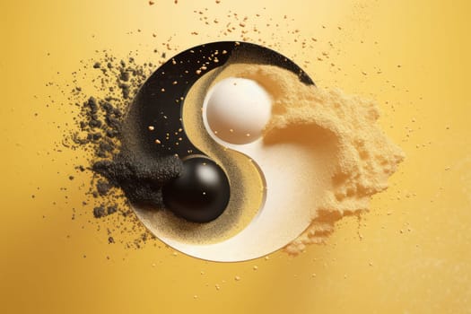 Golden black ying yang. Chinese element. Generate Ai