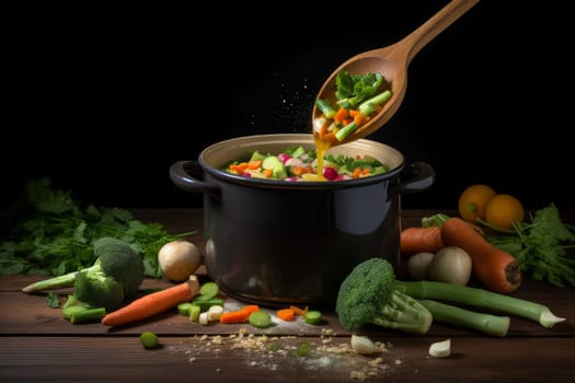Vegetarian cooking food. Fresh vegetables. Generate Ai