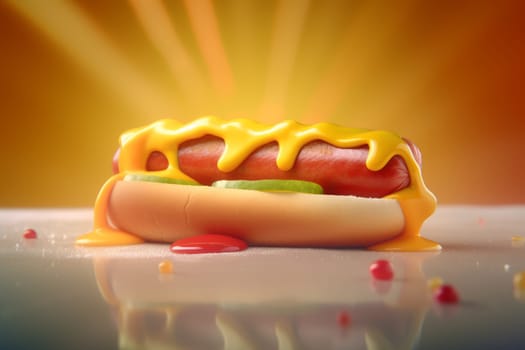Hot dog with ketchup. Bbq food. Generate Ai