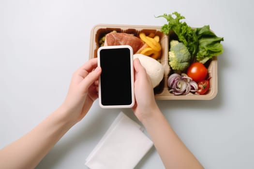 Smartphone foto food. Cuisine screen. Generate Ai