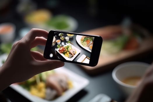 Home smartphone photo food. Screen picture. Generate Ai