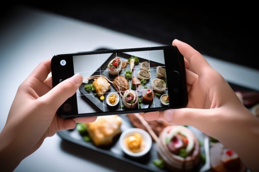 Cuisine food photo. Smartphone screen. Generate Ai