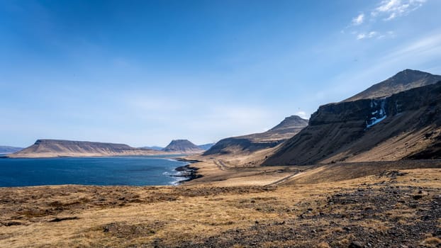 Road at Buland Cape in spring Iceland