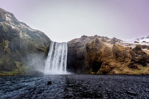 Horizontal photo of Skogafoss after the rain, Iceland