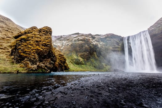 Horizontal photo of Skogafoss after the rain, Iceland