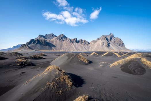 Stockness black dunes on a sunny day, Iceland