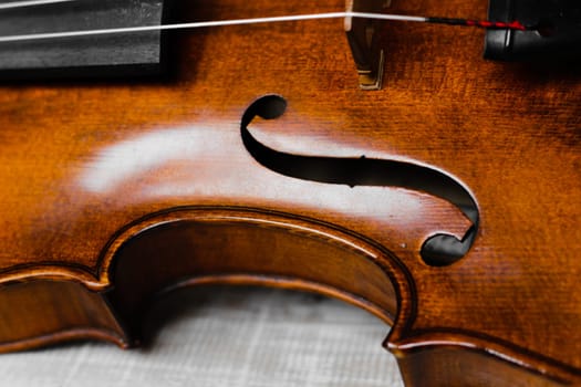 violin - an orchestral or solo professional bowed musical instrument with four strings. loved by children and adults. used in classical folk popular and jazz music. High quality photo