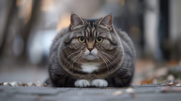 A cat sitting on the ground looking up at something