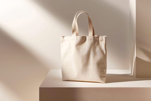 Eco Friendly White Color Fashion Canvas Tote Bag for mock up. Generative Ai..