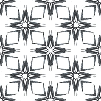 Chevron watercolor pattern. Black and white valuable boho chic summer design. Green geometric chevron watercolor border. Textile ready charming print, swimwear fabric, wallpaper, wrapping.