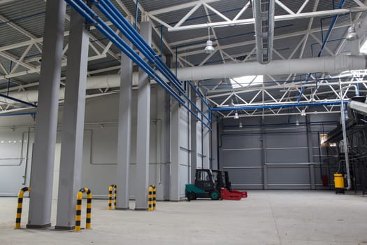 Internal space of the waste sorting plant. Recycling and storage of waste for further disposal.