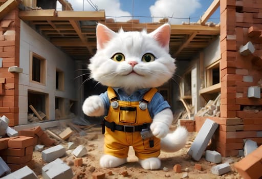 the cat works in the construction industry. AI generated image.