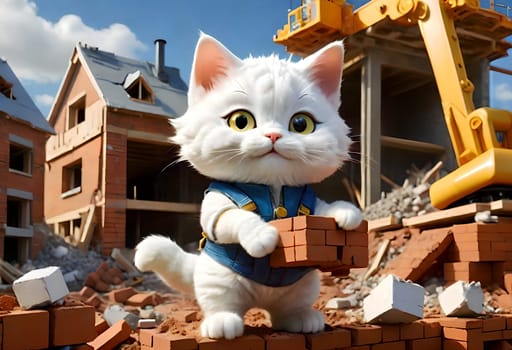 the cat works in the construction industry. AI generated image.