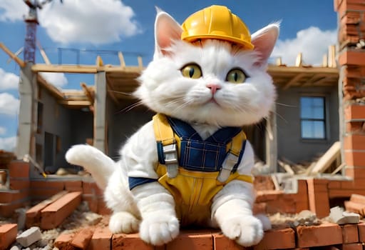 the cat works in the construction industry. AI generated image.