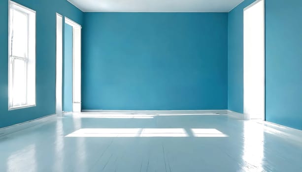 Blue wall. Minimalism. Generative AI. High quality photo