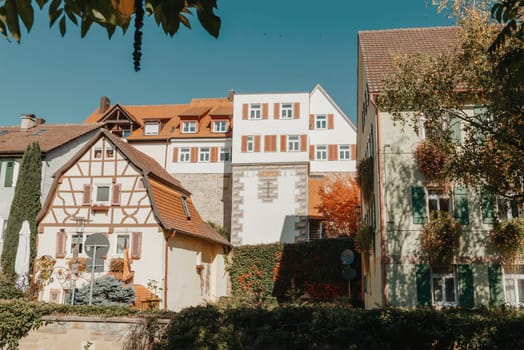 Old national German town house. Old Town is full of colorful and well preserved buildings. Baden-Wurttemberg is a state in southwest Germany bordering France and Switzerland. The Black Forest, known for its evergreen scenery and traditional villages, lies in the mountainous southwest. Stuttgart, the capital, is home to Wilhelma, a royal estate turned zoo and gardens. Porsche and Mercedes-Benz have headquarters and museums there. The 19th-century Hohenzollern Castle sits in the Swabian Alps to the south.