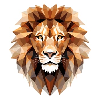 Abstract portrait of a proud and majestic lion in vector mosaic pop art style. Template for t-shirt print, poster, sticker, etc. Design element