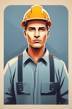 A man can be seen wearing a hard hat and overalls while working on a construction site.