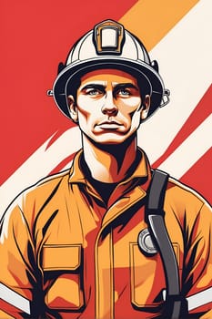 A man wearing a firemans uniform and helmet stands ready to respond to emergencies.