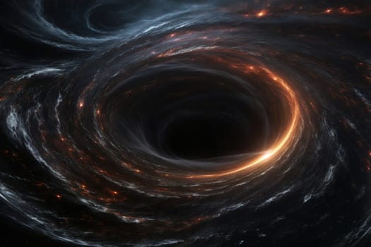 This photo showcases a massive black hole situated in the center of a vast expanse filled with twinkling stars.