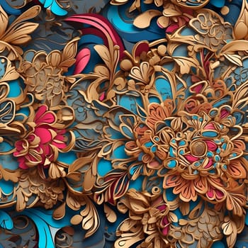 A highly detailed close-up of a wallpaper showcasing an intricate and seamless pattern.