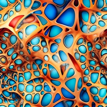 This photo showcases a detailed close-up view of a seamless pattern featuring a combination of blue and orange colors.