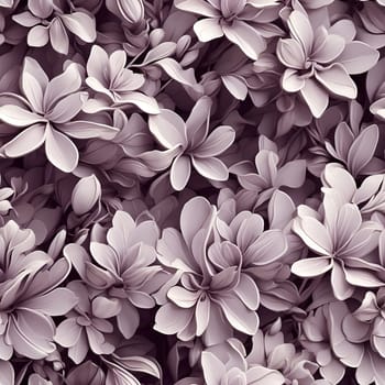 A detailed shot capturing the beauty of a group of purple flowers arranged in a seamless pattern.