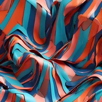 A detailed view of a seamless pattern featuring blue and orange fabric.