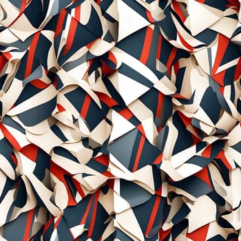 A seamless pattern featuring a substantial collection of red, white, and blue shapes arranged in an organized and repeating design.