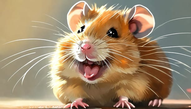 Interesting illustration of a hamster. Generative AI. High quality photo